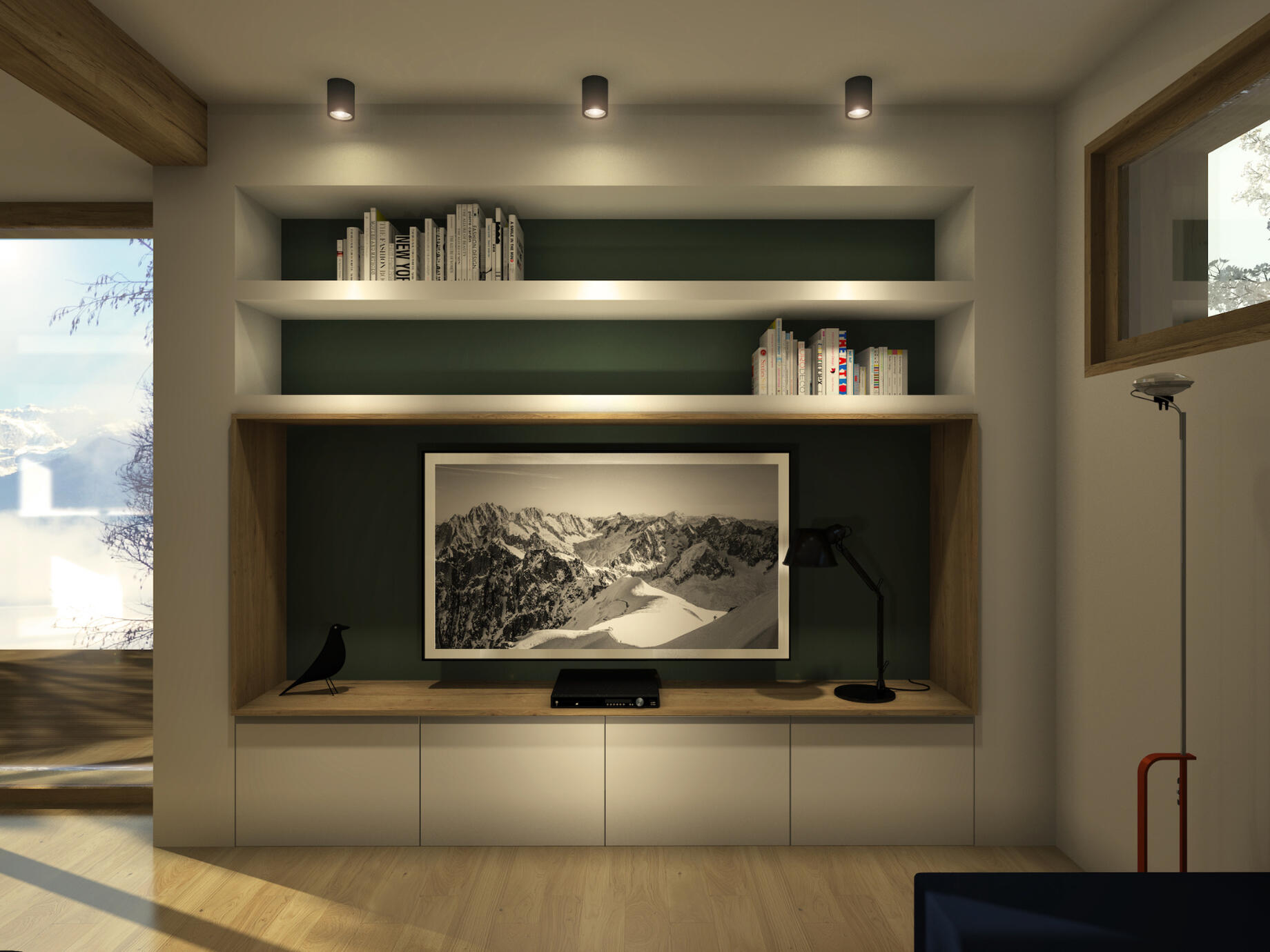 Création d'un meuble bibliothèque et télévision sur mesure