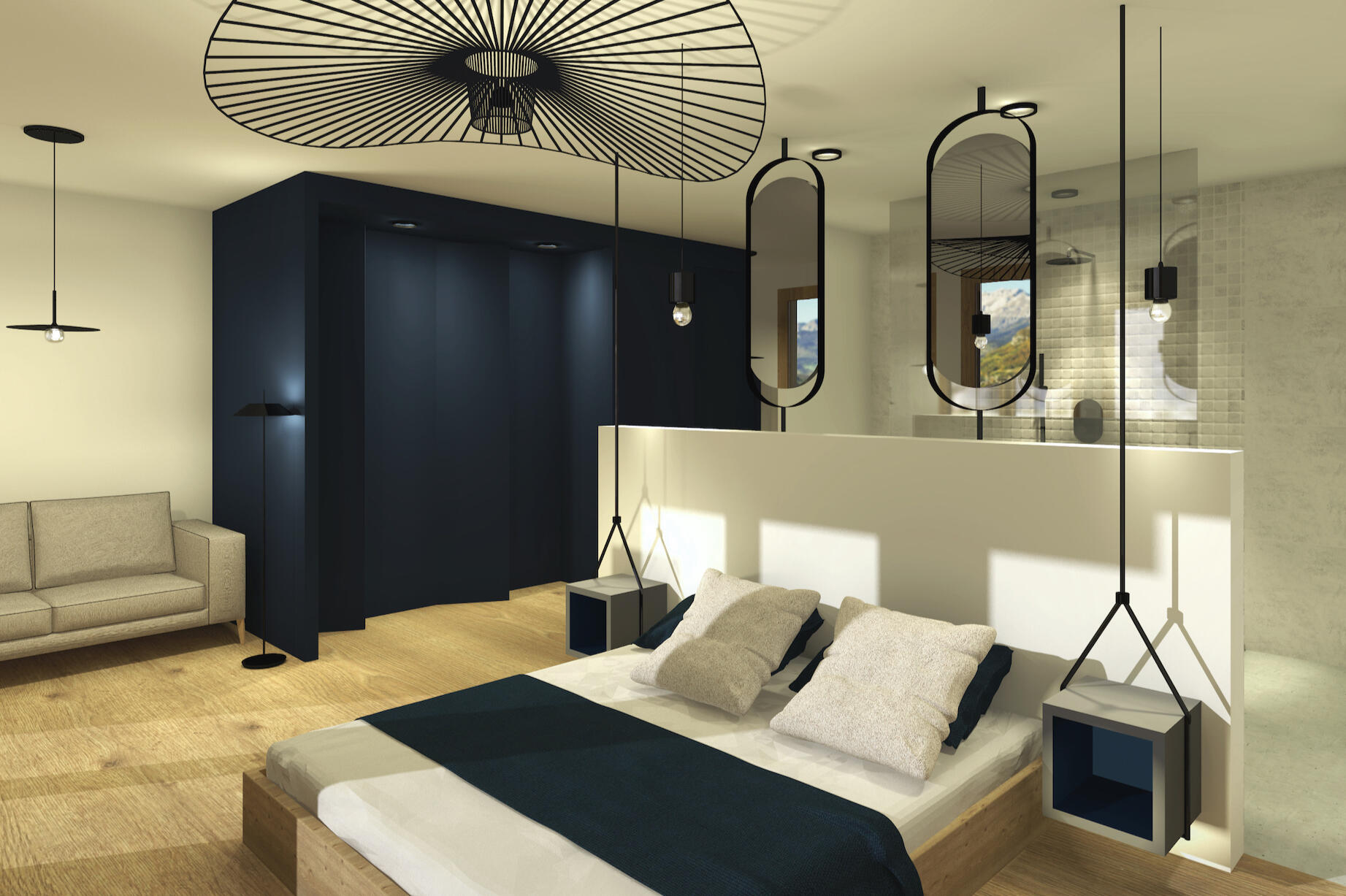 Suite Parentale avec salle de bain ouverte sur la vue