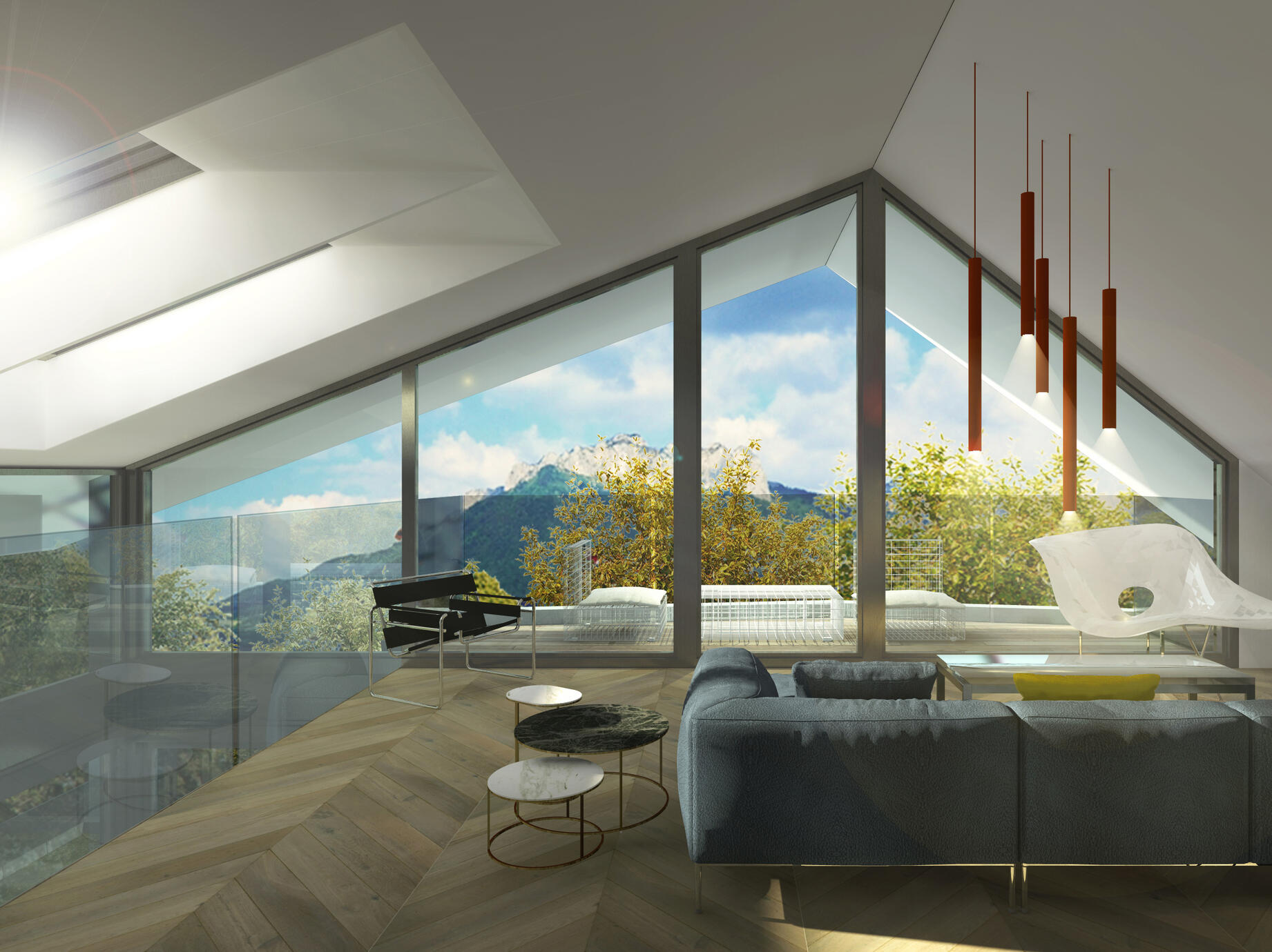 Ici, le salon avec vue au second niveau.